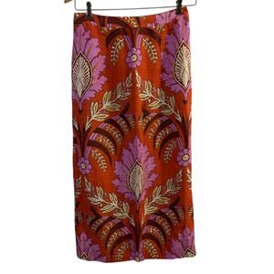 Sundance Floral Maxi Skirt Womens Size 6 Orange Verenia Beach Boho Travel Lined